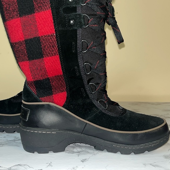 Sorel Tivoli III Buffalo Red & Black Plaid Waterproof Tall Boots Size 8.5 - Picture 15 of 17